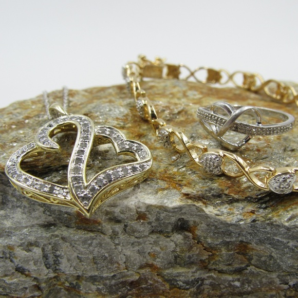 Jewelry - Diamond Heart Theme Sterling Vintage Jewelry Set